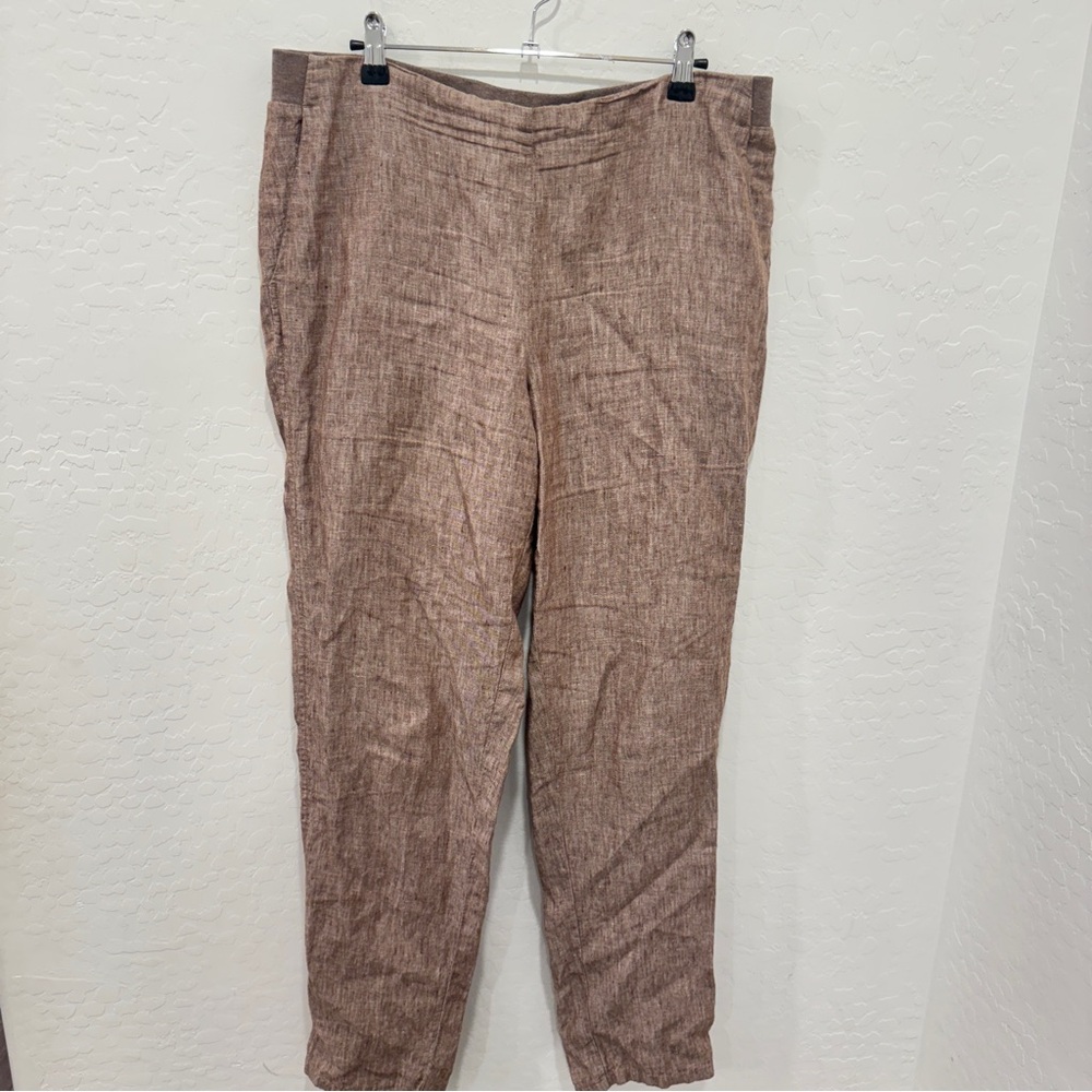 J. Jill Love Linen Womens Medium Tall Brown 100% Linen Lagenlook Old Money